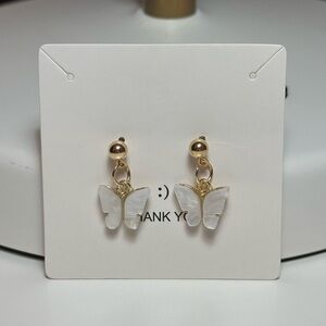 White butterfly earrings